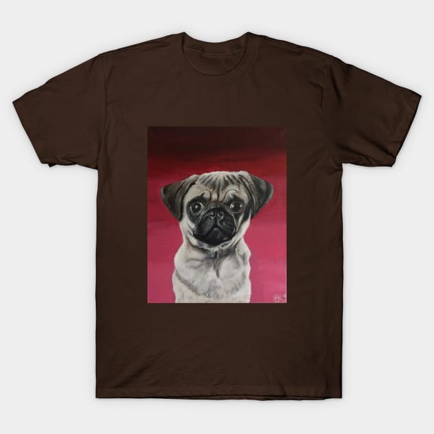 Pug Puppy Portrait T-Shirt by ManolitoAguirre1990